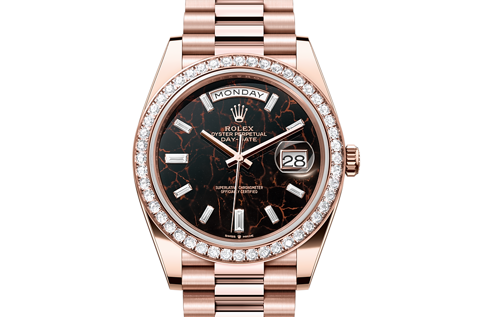 Rolex Day-Date 40 Oyster, 40 mm, Everose gold and diamonds m228345rbr-0016 at Royal de Versailles