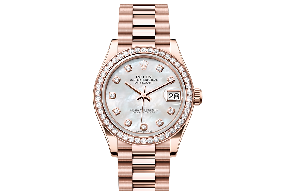 Rolex Datejust 31 Oyster, 31 mm, Everose gold and diamonds m278285rbr-0005 at Royal de Versailles