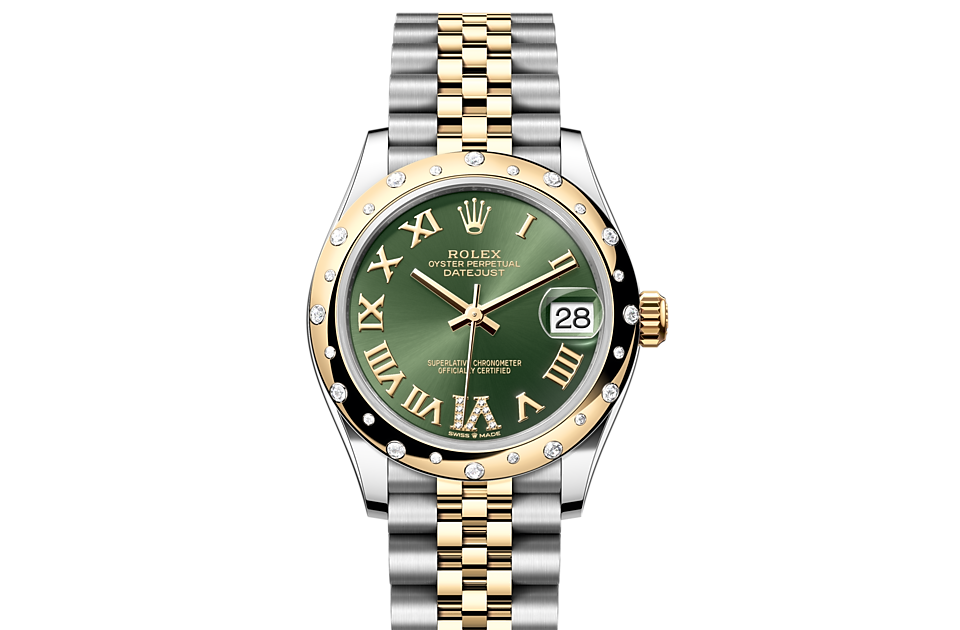 Rolex Datejust 31 Oyster, 31 mm, Oystersteel, yellow gold and diamonds m278343rbr-0016 at Royal de Versailles
