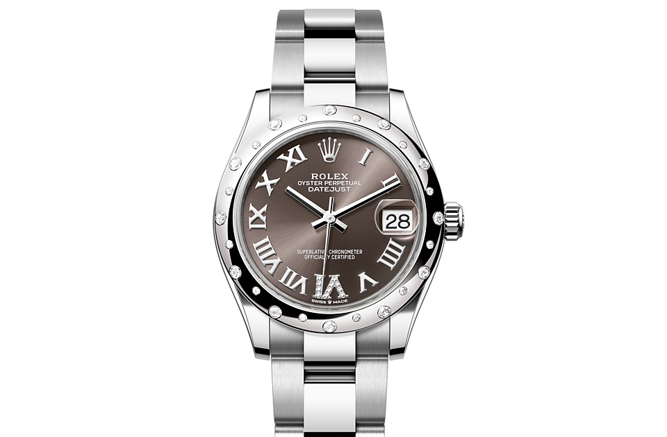 Rolex Datejust 31 Oyster, 31 mm, Oystersteel, white gold and diamonds m278344rbr-0029 at Royal de Versailles