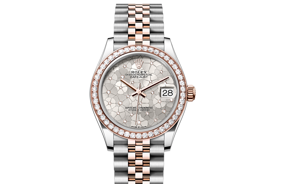 Rolex Datejust 31 Oyster, 31 mm, Oystersteel, Everose gold and diamonds m278381rbr-0032 at Royal de Versailles