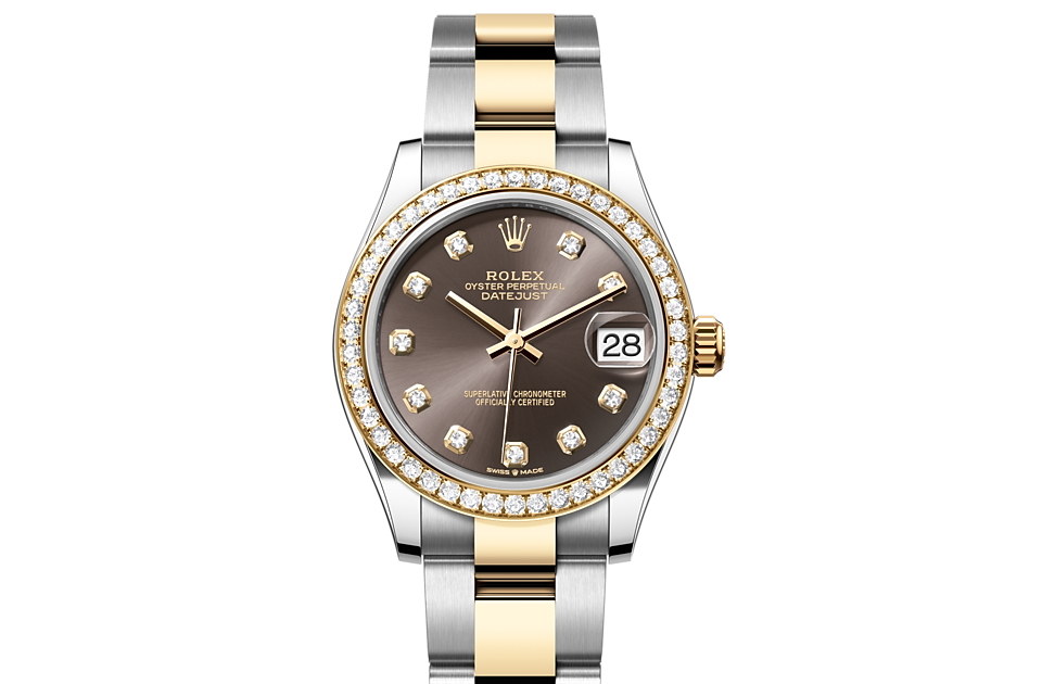 Rolex Datejust 31 Oyster, 31 mm, Oystersteel, yellow gold and diamonds m278383rbr-0021 at Royal de Versailles