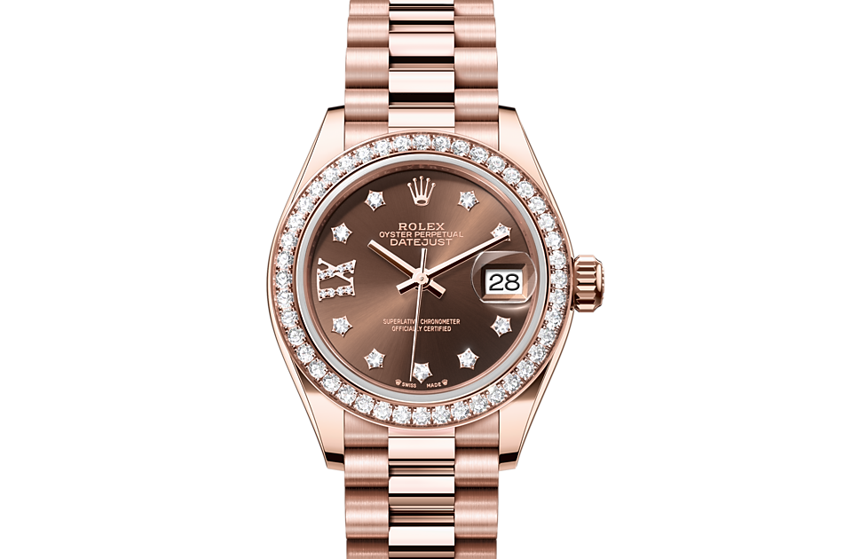 Rolex Lady-Datejust Oyster, 28 mm, Everose gold and diamonds m279135rbr-0001 at Royal de Versailles