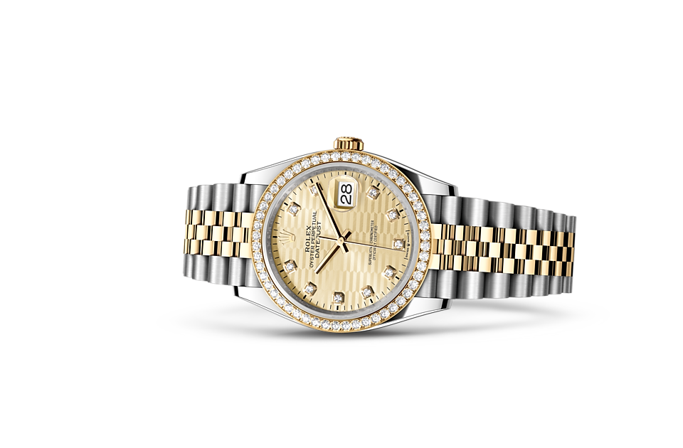 Rolex Datejust 36 Oyster, 36 mm, Oystersteel, yellow gold and diamonds m126283rbr-0031 at Royal de Versailles