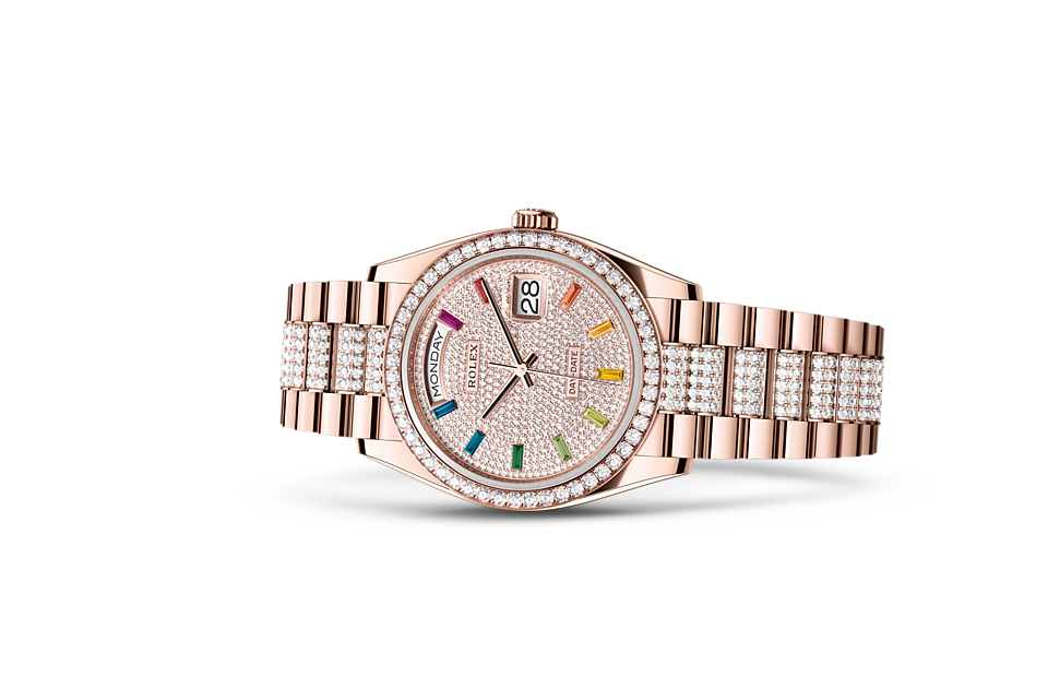 Rolex Day-Date 36 Oyster, 36 mm, Everose gold and diamonds m128345rbr-0043 at Royal de Versailles