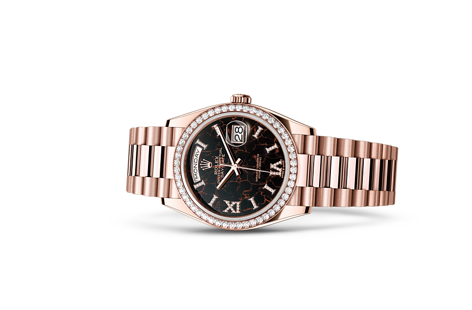 Rolex Day-Date 36 Oyster, 36 mm, Everose gold and diamonds m128345rbr-0044 at Royal de Versailles