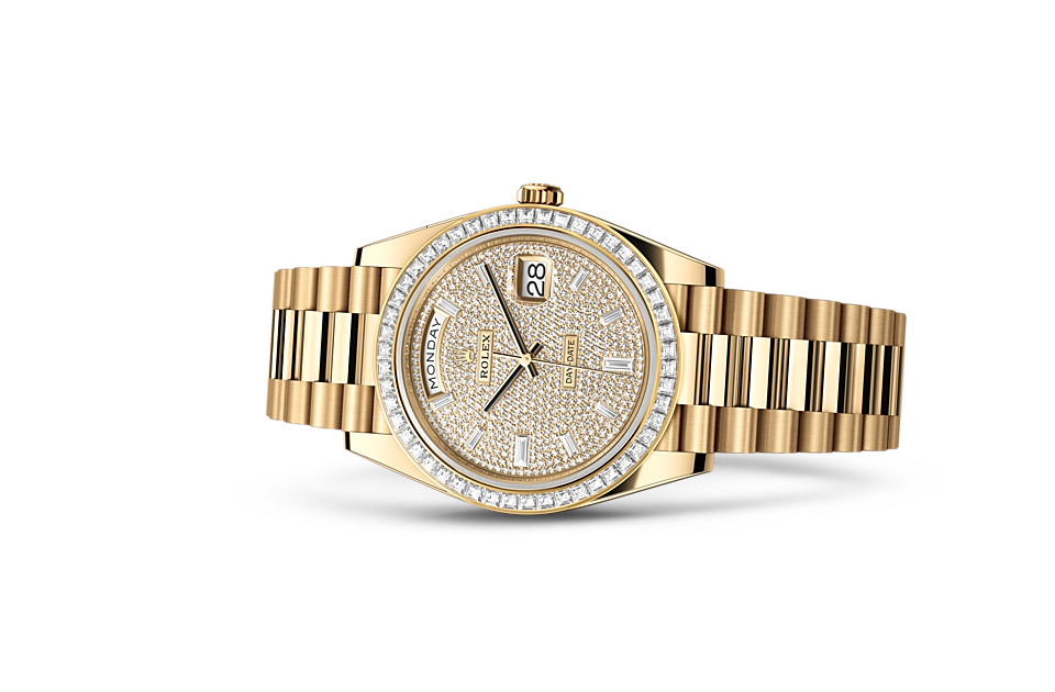 Rolex Day-Date 40 Oyster, 40 mm, yellow gold and diamonds m228398tbr-0036 at Royal de Versailles