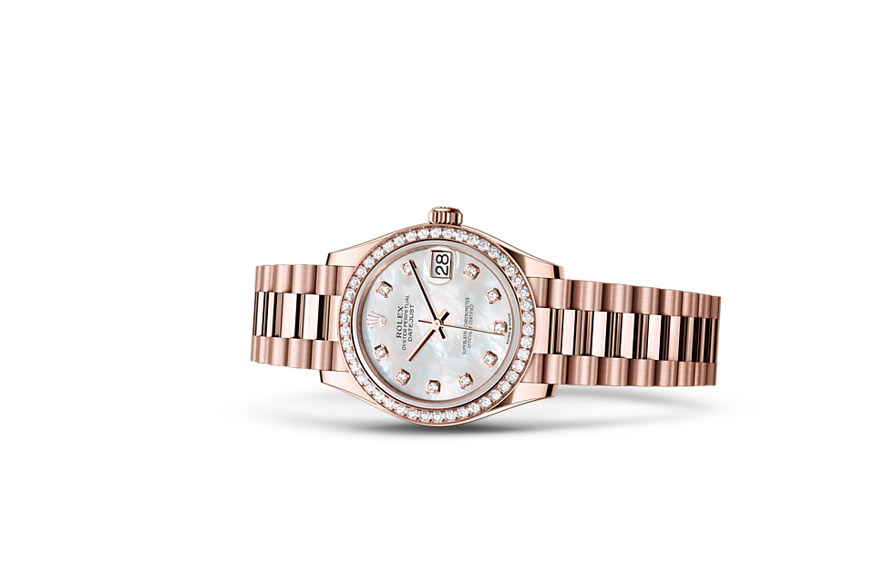 Rolex Datejust 31 Oyster, 31 mm, Everose gold and diamonds m278285rbr-0005 at Royal de Versailles