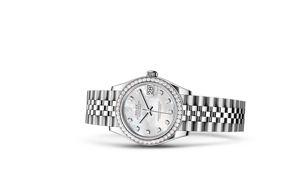 Rolex Datejust 31 Oyster, 31 mm, Oystersteel, white gold and diamonds m278384rbr-0008 at Royal de Versailles