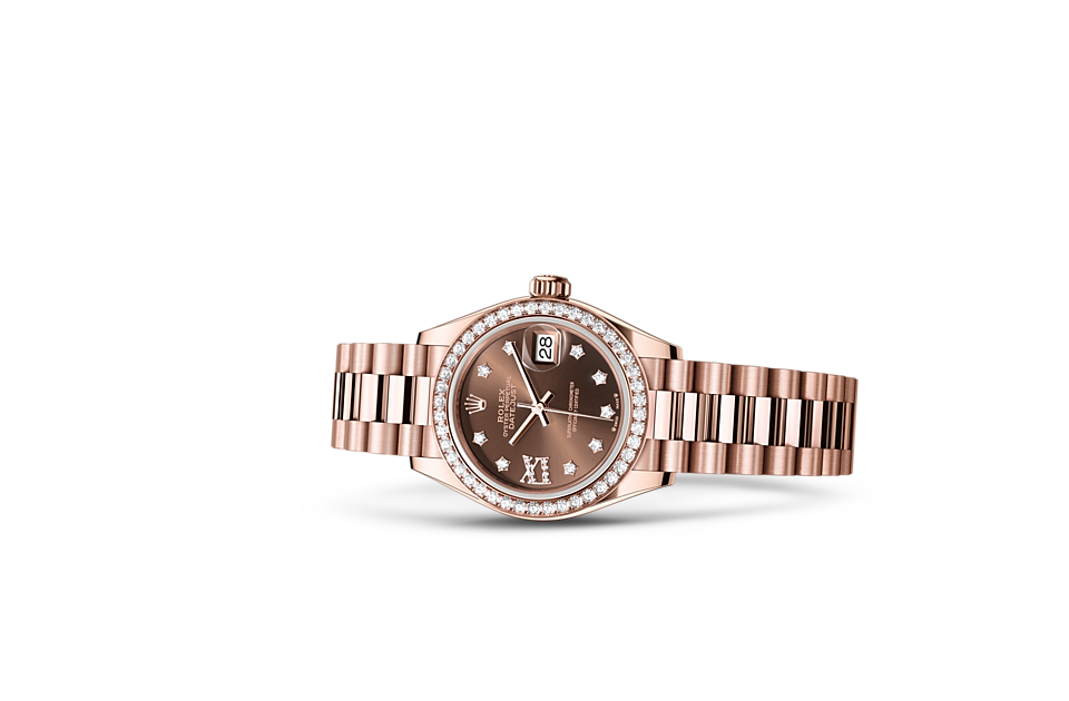 Rolex Lady-Datejust Oyster, 28 mm, Everose gold and diamonds m279135rbr-0001 at Royal de Versailles