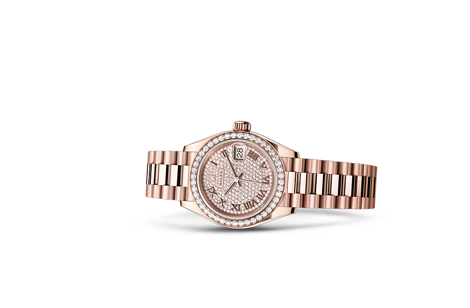 Rolex Lady-Datejust Oyster, 28 mm, Everose gold and diamonds m279135rbr-0021 at Royal de Versailles