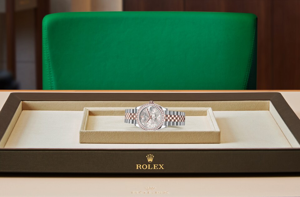 Rolex Datejust 31 Oyster, 31 mm, Oystersteel, Everose gold and diamonds m278381rbr-0032 at Royal de Versailles
